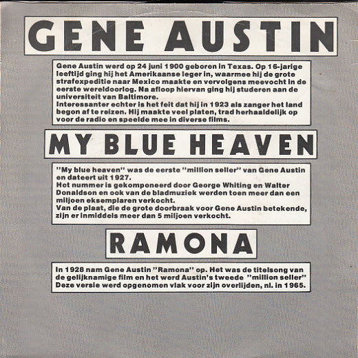 Gene Austin : My Blue Heaven / Ramona (7", Single, RE)