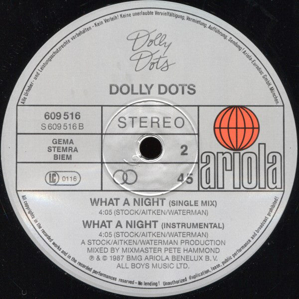 Dolly Dots : What A Night (12" Remix) (12", Single)