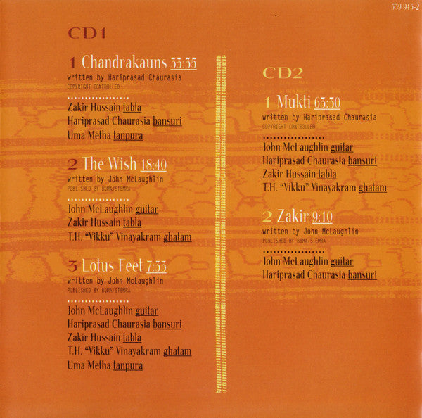 Shakti (2) : John McLaughlin - Zakir Hussain, Vikku Vinayakram Special Guest Hariprasad Chaurasia : Remember Shakti (2xCD, Album)