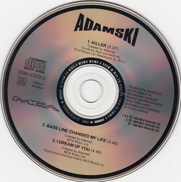 Adamski : Killer (CD, Maxi)