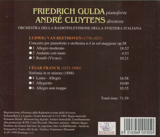 Friedrich Gulda, André Cluytens, Orchestra Della Radio Televisione Della Svizzera Italiana : Beethoven: Concerto No. 4 Op. 58, Franck: Sinfonia In Re Minore (CD, Album, RM)