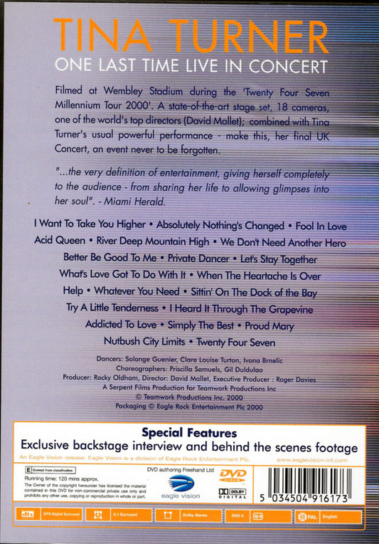 Tina Turner : One Last Time Live In Concert (DVD-V, Multichannel, PAL)