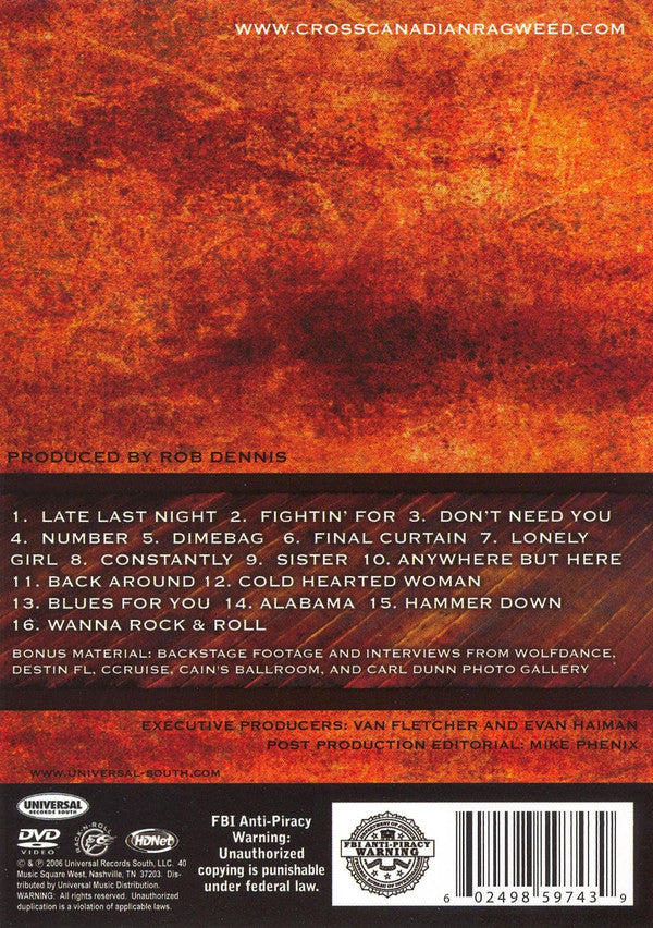 Cross Canadian Ragweed : Back To Tulsa - Live And Loud At Cain's Ballroom (DVD-V)