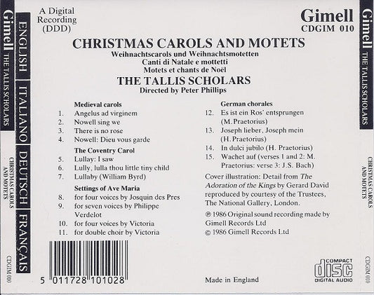 The Tallis Scholars & Peter Phillips (2) : Christmas Carols And Motets / Weihnachtscarols Und Weihnachtsmotetten / Canti Di Natale E Mottetti / Motets Et Chants De Noël (CD, Album, Emp)
