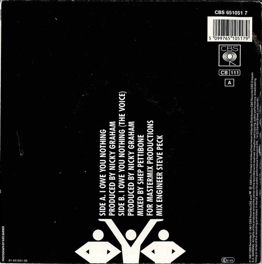 Bros : I Owe You Nothing (7", Single)