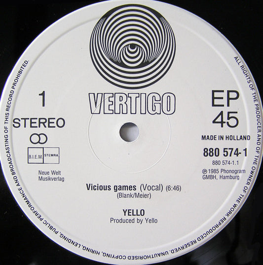 Yello : Vicious Games (12", EP, Maxi, Whi)