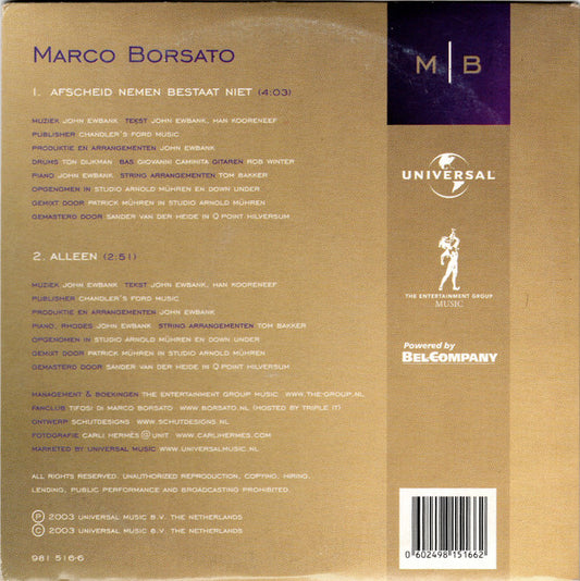 Marco Borsato : Afscheid Nemen Bestaat Niet (CD, Single, Car)