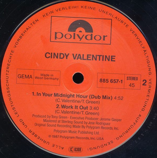 Cindy Valentine : In Your Midnight Hour (12")