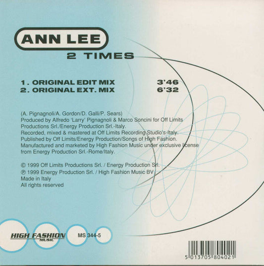 Ann Lee : 2 Times (CD, Single, Car)