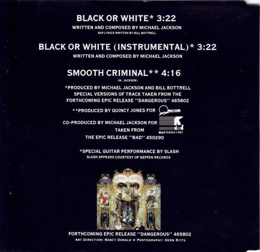 Michael Jackson : Black Or White (CD, Maxi)