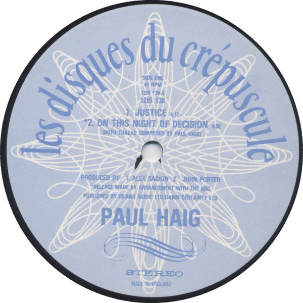 Paul Haig : Justice (12")