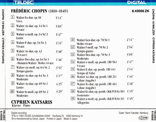 Frédéric Chopin / Cyprien Katsaris : 19 Walzer (CD, Album)