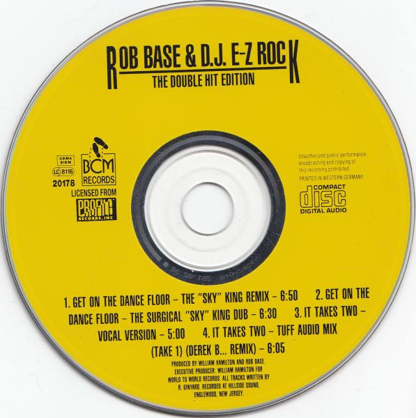 Rob Base & DJ E-Z Rock : Get On The Dance Floor / It Takes Two (CD, Single)