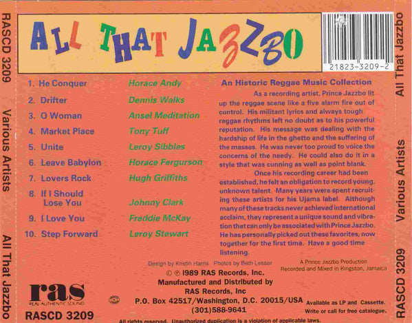 Various : All That Jazzbo: An Historic Reggae Music Collection (CD, Album, Comp)