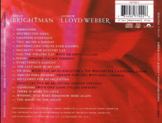 Sarah Brightman & Andrew Lloyd Webber : Surrender: The Unexpected Songs (CD, Comp)