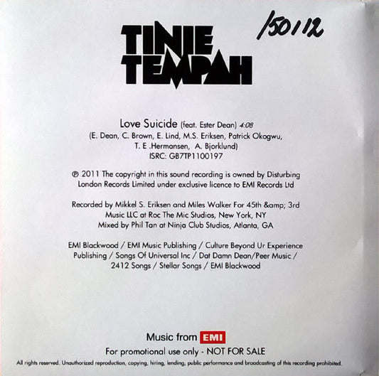 Tinie Tempah Feat. Ester Dean : Love Suicide (CDr, Single, Promo)