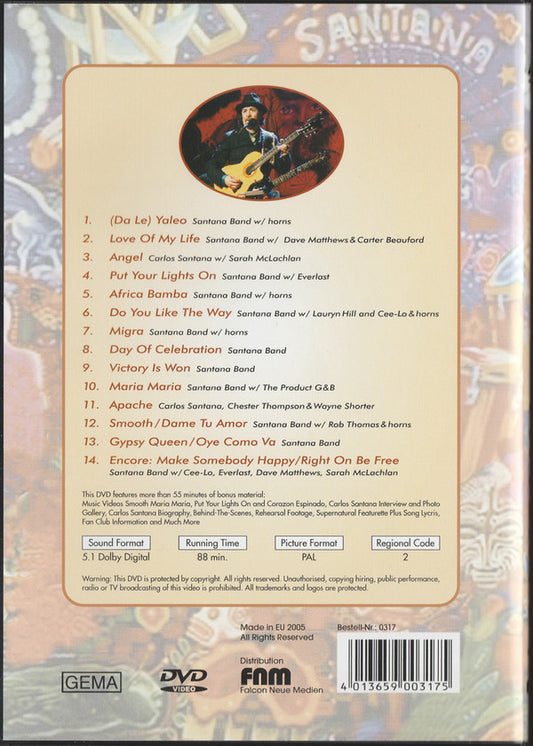 Santana : In Concert (DVD-V, RE, Multichannel, PAL, Bon)