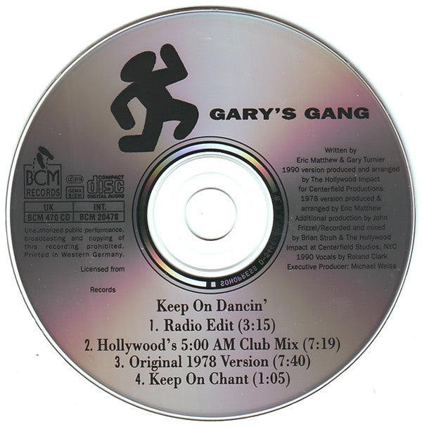 Gary's Gang : Keep On Dancin' 1990 (CD, Maxi)