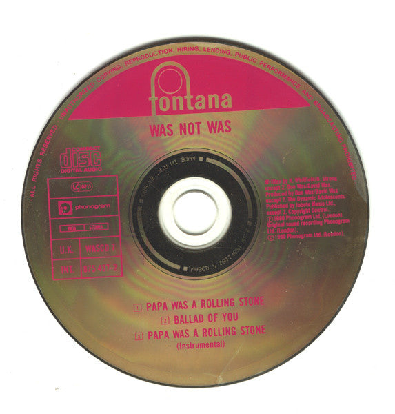 Was (Not Was) : Papa Was A Rolling Stone (CD, Single)