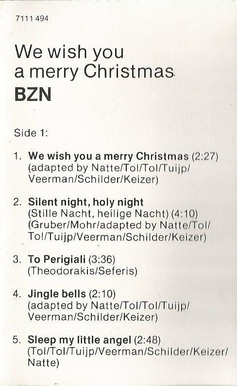 BZN : We Wish You A Merry Christmas (Cass, Album, RE, Dol)