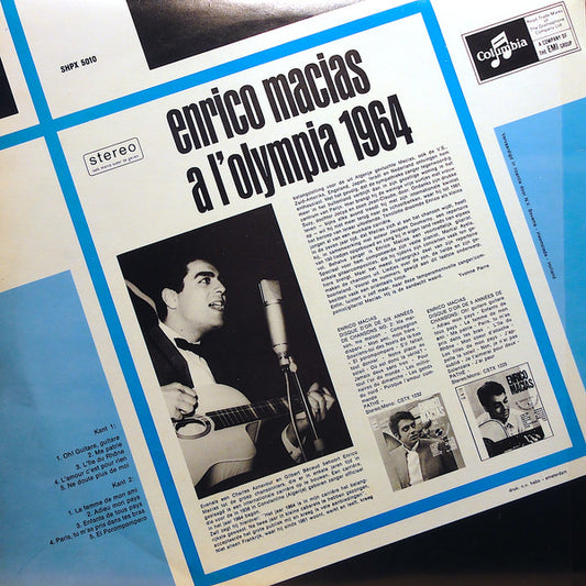 Enrico Macias : Enrico Macias A L'Olympia 1964 (LP, Album)