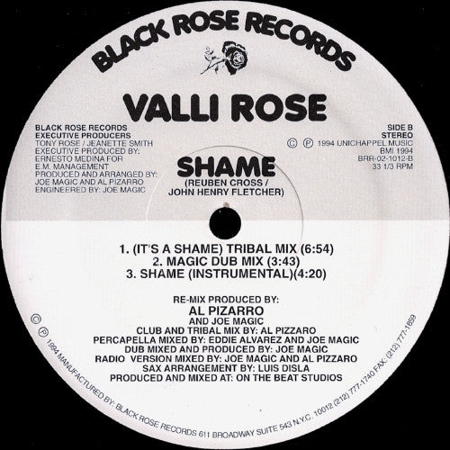 Valli Rose : Shame (12")