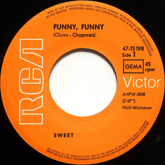 The Sweet : Funny, Funny (7", Single, RP)