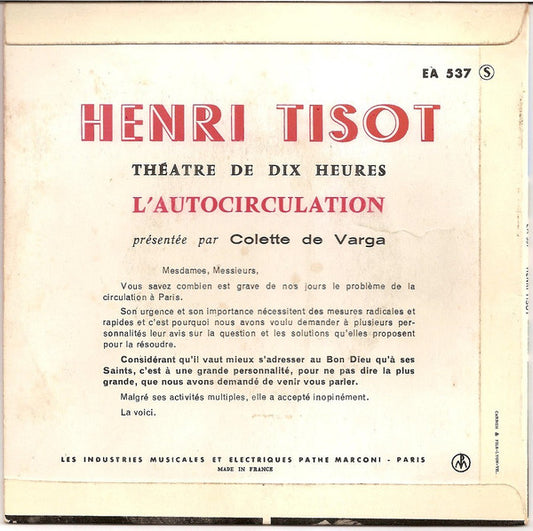 Henri Tisot : L'autocirculation (7", EP)