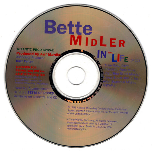 Bette Midler : In This Life (CD, Single, Promo)