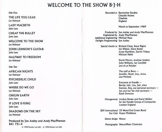 Barclay James Harvest : Welcome To The Show (Cass, Album)