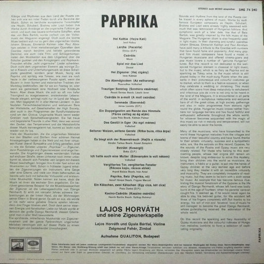 Kathy Horváth Lajos És Népi Zenekara : Paprika (LP, Album)