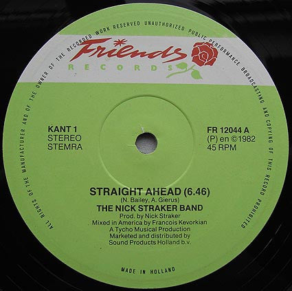 Nick Straker Band : Straight Ahead (12", Maxi)