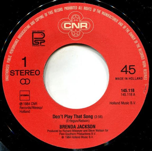 Brenda Jackson (2) : Don't Play That Song (7", Single)