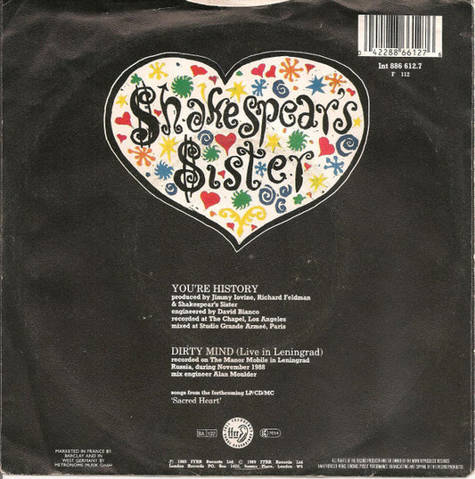 Shakespear's Sister : You're History (7", Single)
