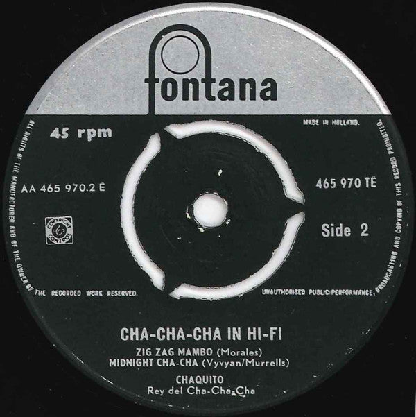 Chaquito And His Orchestra : Cha, Cha, Cha In Hi Fi (7", EP)