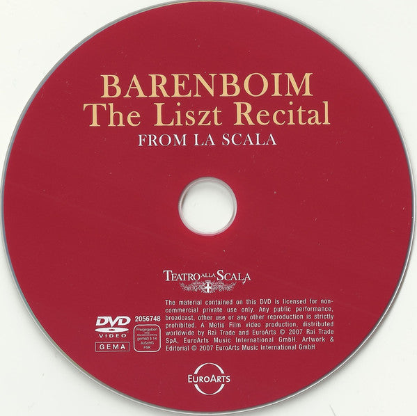 Daniel Barenboim : Barenboim The Liszt Recital From La Scala (DVD-V, NTSC, PCM)