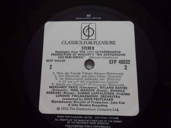 Wolfgang Amadeus Mozart : Die Entfuhrung Aus Dem Serail (LP)