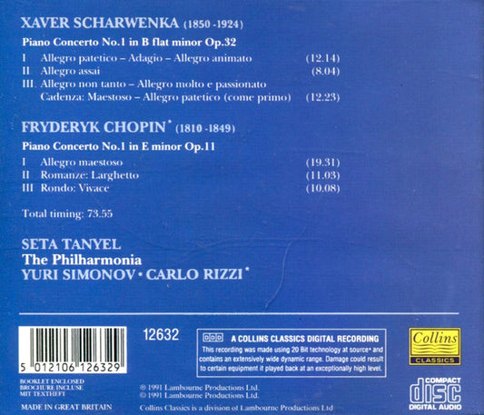 Xaver Scharwenka, Frédéric Chopin, Seta Tanyel, Philharmonia Orchestra, Yuri Simonov, Carlo Rizzi : Piano Concerto No. 1 / Piano Concerto No. 1 (CD, Album)