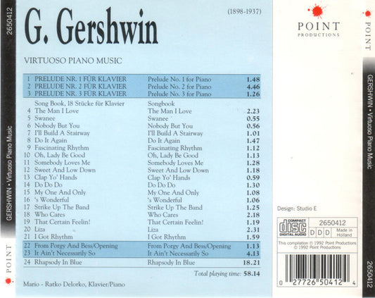 George Gershwin - Mario-Ratko Delorko : Virtuoso Piano Music (CD)