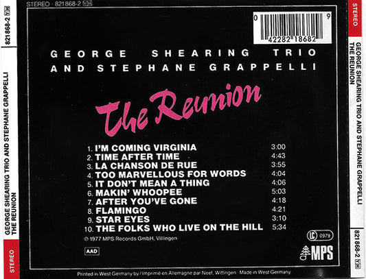 George Shearing Trio And Stéphane Grappelli : The Reunion (CD, Album, RE)
