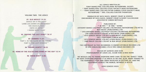 Genesis : Live / The Way We Walk (Volume Two: The Longs) (CD, Album, RE)