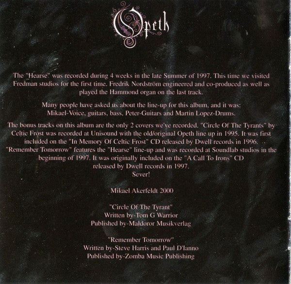 Opeth : My Arms, Your Hearse (CD, Album, RE)