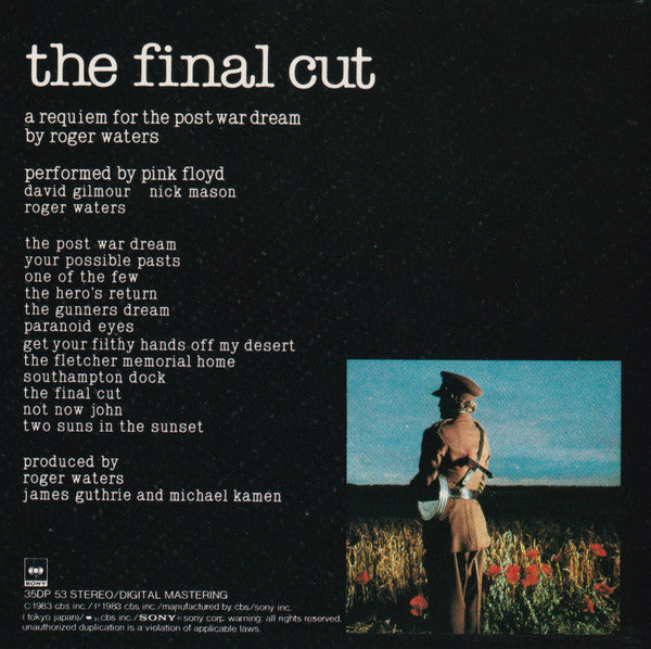 Pink Floyd : The Final Cut (CD, Album, Pre)