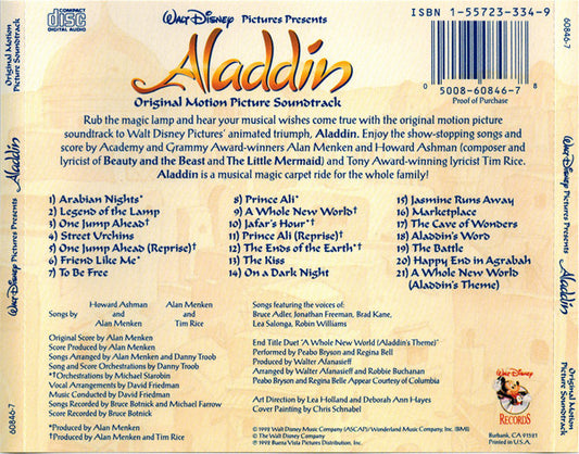Alan Menken, Howard Ashman, Tim Rice : Aladdin (Original Motion Picture Soundtrack) (CD, Album)