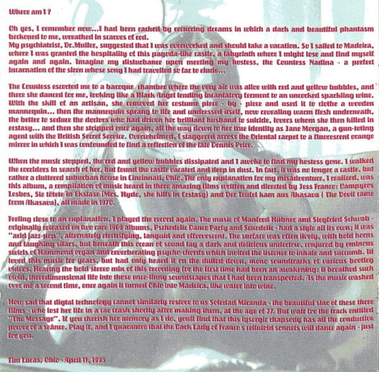 Manfred Hübler & Siegfried Schwab : Vampyros Lesbos (Sexadelic Dance Party) (CD, Comp, RM)