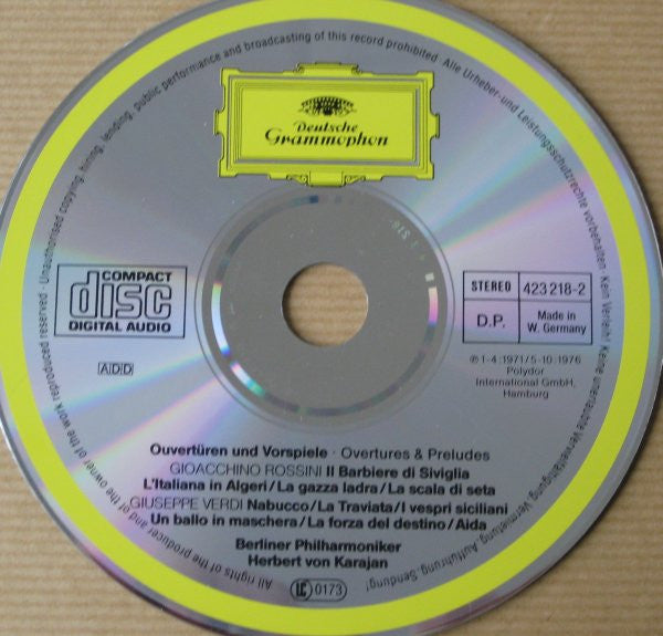 Gioacchino Rossini / Giuseppe Verdi : Herbert von Karajan, Berliner Philharmoniker : Ouvertüren (CD, Comp, RM)