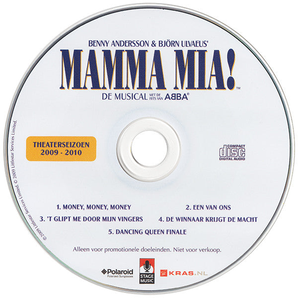 Björn Ulvaeus & Benny Andersson : Mamma Mia! - De Musical Met De Hits Van ABBA (Live Opgenomen Bonustracks Theaterseizoen 2009-2010) (CD, Maxi, Promo)