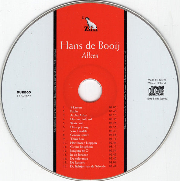 Hans De Booy : Alleen (CD, Album)