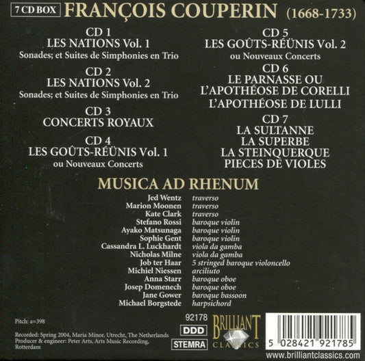 François Couperin, Jed Wentz, Musica Ad Rhenum : Chamber Music (Complete) (7xCD, Album + Box)