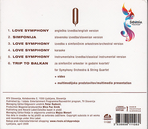 Quartissimo Feat. Martina Majerle : Love Symphony / Simfonija (CD, Maxi, Enh, Tri)
